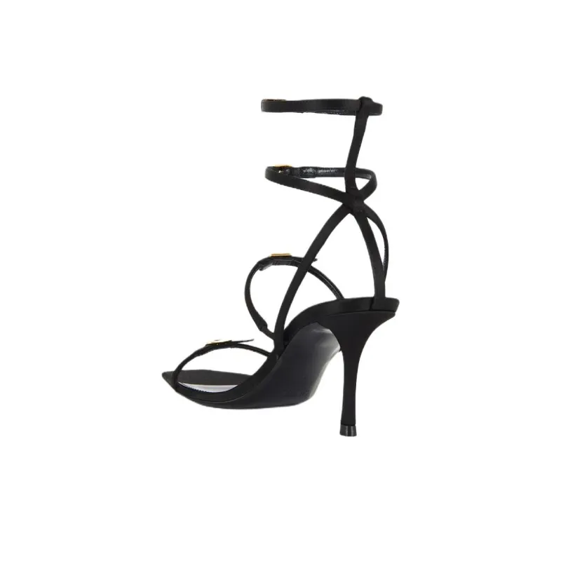 SAINT LAURENT Lydia One Strap Sandals 7.5cm Women's Black-3