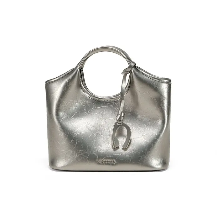 Simedin Cow Leather Bucket Bag Handbag Women's Antique Silver/Deep Black-6