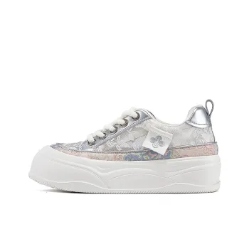 DAPHNE Anti Slip Wear Resistant Low Top Skateboard Shoes Women's Silver