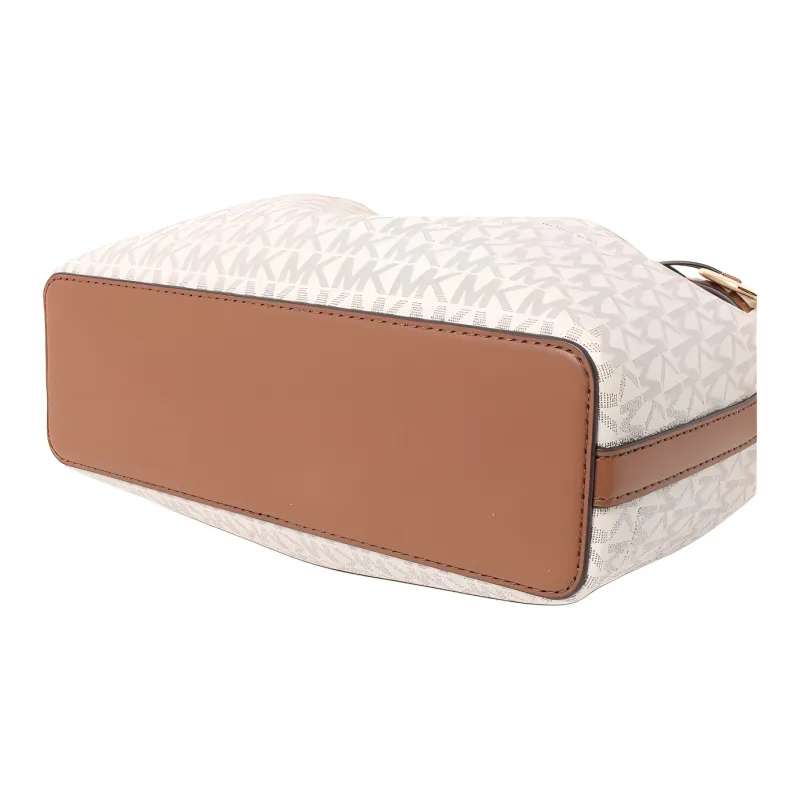 MICHAEL KORS Artificial Leather Shoulder Bag, Crossbody Bag, Handbag Trumpets Women's Vanilla White & Acorn Brown-2
