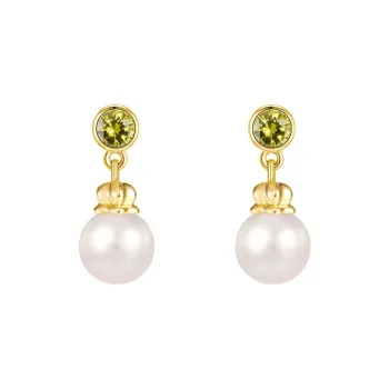 SHINE S925+Synthetic Cubic Zirconia+Synthetic Pearl Hoop Earrings Women's