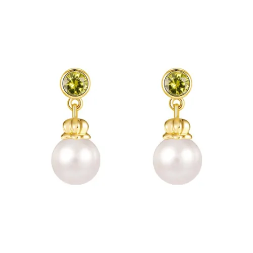 SHINE S925+Synthetic Cubic Zirconia+Synthetic Pearl Hoop Earrings Women's