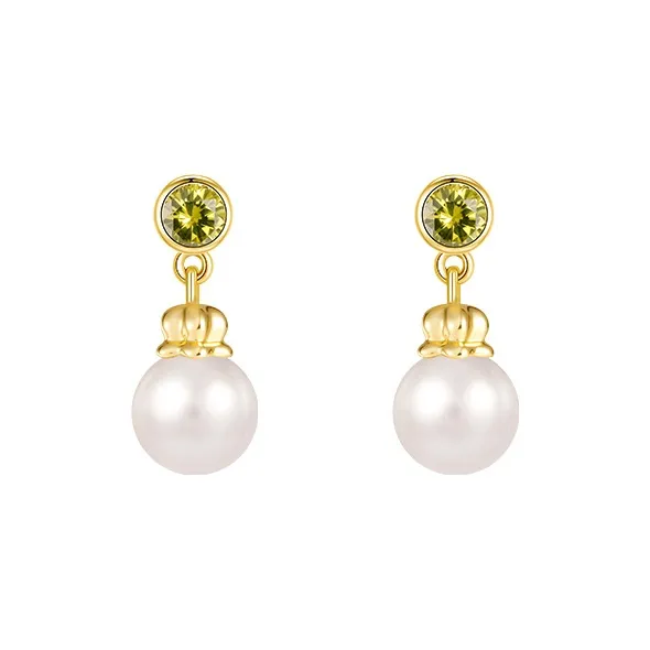SHINE S925 Silver, Zircon, Shell Pearl Hoop Earrings Women's-0