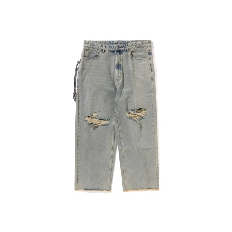 BAPE BLACK Essential Paisley Trimmed Denim Pant-0
