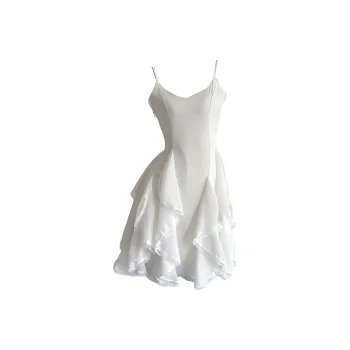 GUOZHEN Slip Dresses Women's Apricot