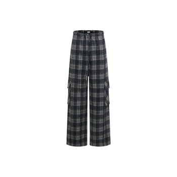 NUTH Casual Pants Women's Blue Green Plaid
