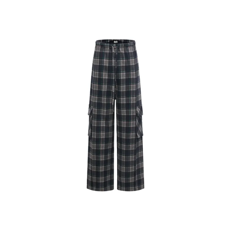 NUTH Casual Pants Women's Blue Green Plaid-0