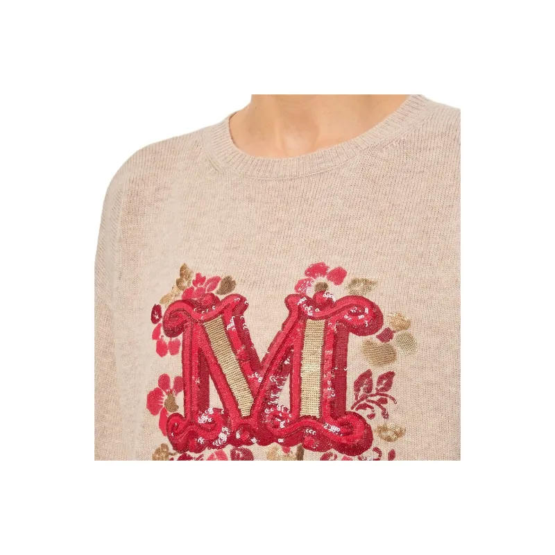 MaxMara Logo Embellished Crewneck Jumper-4