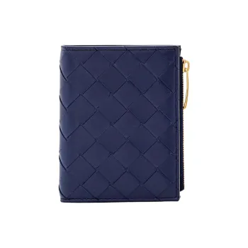 Bottega Veneta Lambskin Wallet Women's Marine Blue