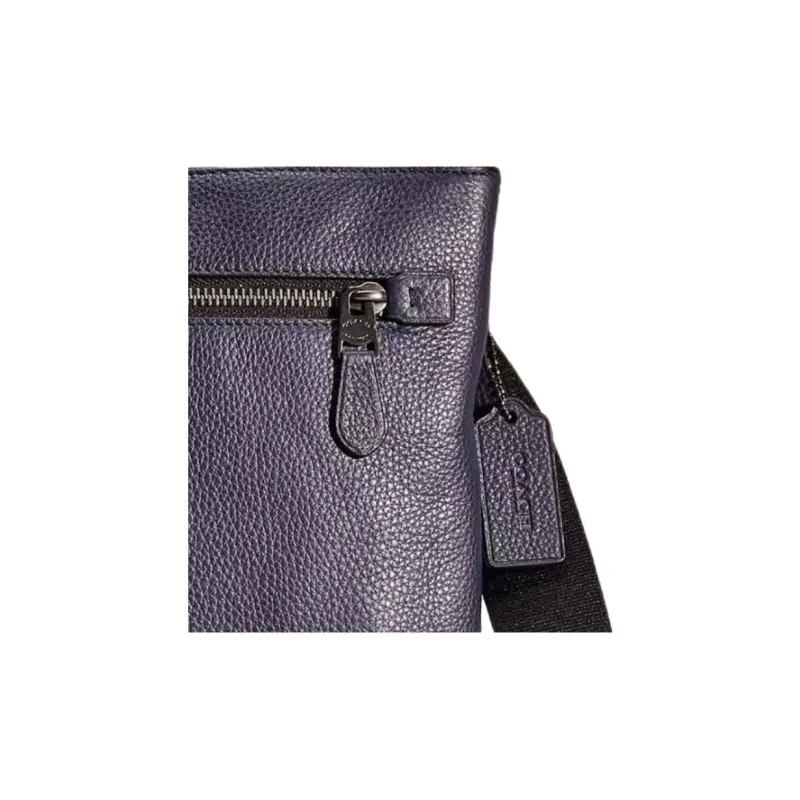 COACH Metropolitan Pebbled Leather Messenger Bag Crossbody Bag Shoulder Bag Unisex Gunmetal & Midnight Navy-2