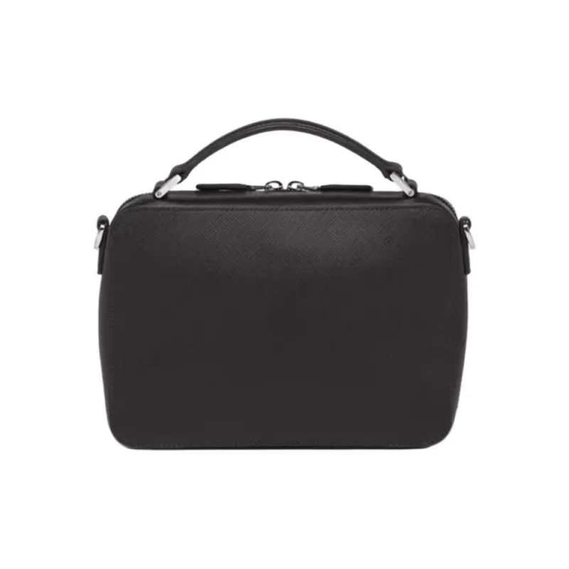 PRADA Brique Blended Material Messenger Bag, Shoulder Bag Trumpets Men's Black-2