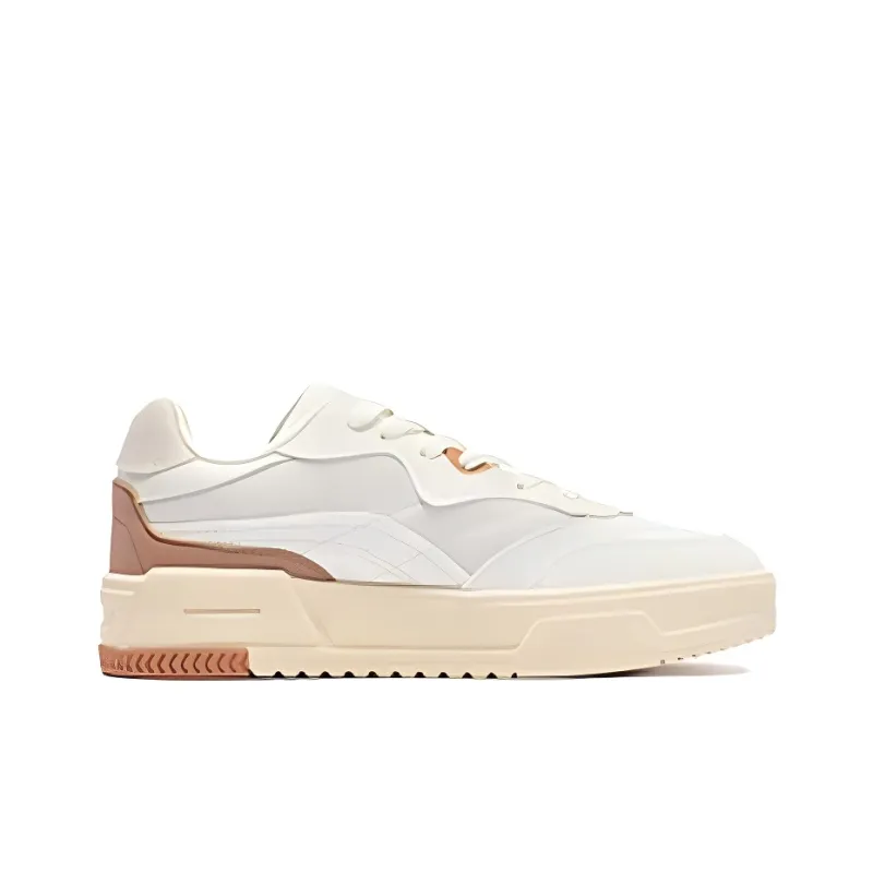 361° Slip Resistant Waterproof Cushioning Low Top Skateboard Shoes Women's White Brown-1