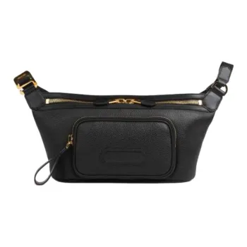 TF Litchi Grain Leather Fanny Pack Men's Black