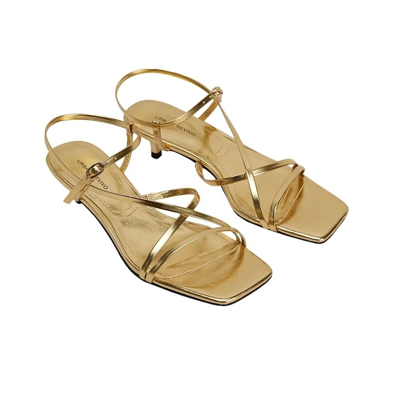 URBAN REVIVO One Strap Sandals Women's Gold-1