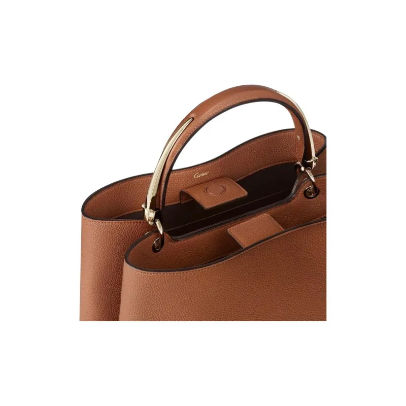 CARTIER Panthère De Cartier Grain Calfskin Shoulder Bag, Handbag Medium Size Women's Caramel-2