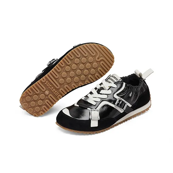 SUGARSU Slip Resistant, Abrasion Resistant, Lightweight Low Top Casual Shoes Women's Black-4