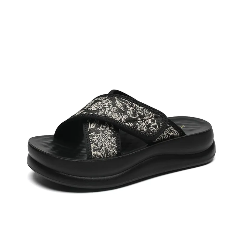 ZHR Slide Slippers Women's Beige Black, Black-6