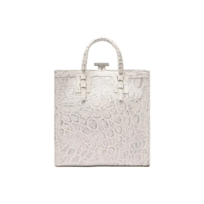 Marine Serre Leather Tote Bag, Shopping Bag, Shoulder Bag, Handbag Mini Women's Beige-2