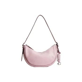 COACH Luna Pebbled Leather Crescent Shoulder Bag Women's Light Pink