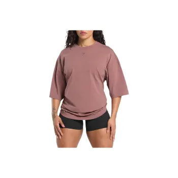 GYMSHARK Drop Shoulder Sleeve T Shirt Women's Brick Brown