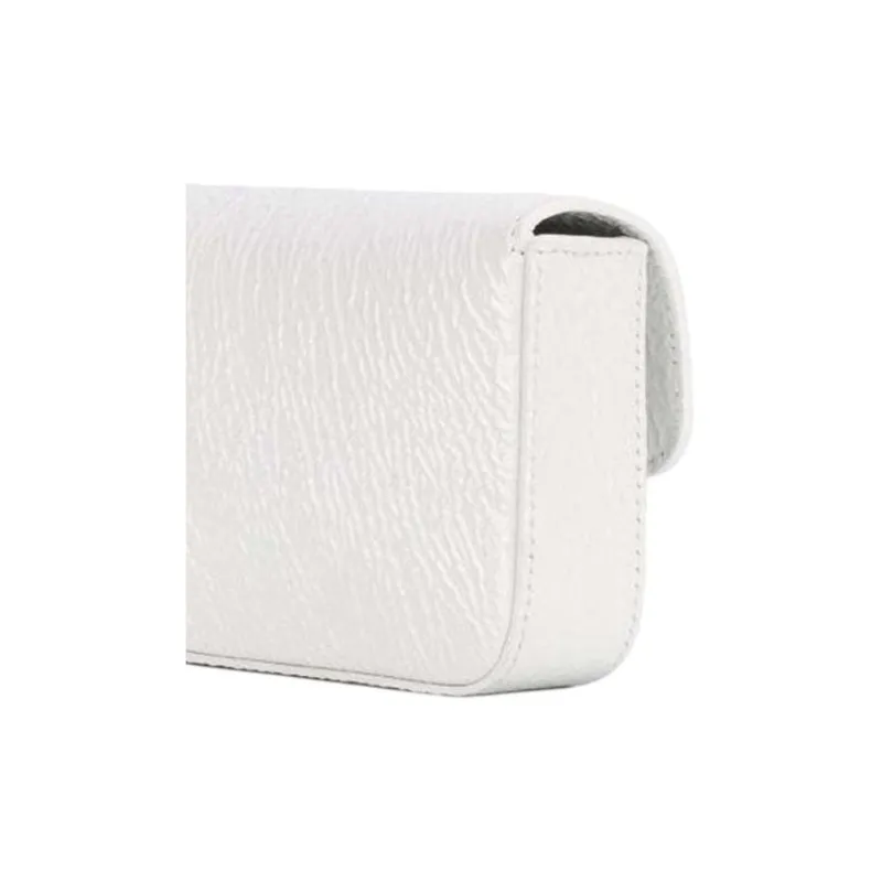 OFF WHITE Leather Shoulder Bag Crossbody Bag Unisex White-5