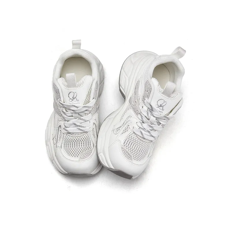 La Chapelle Cushioning, Wear Resistant Low Top Chunky Sneakers Women's White-1