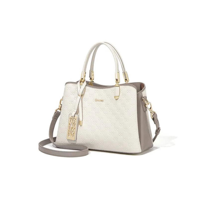 CNOLES Cow Leather Handbag, Crossbody And Backpack Dual Wearing Style Women's Cloud Milk Coffee-1