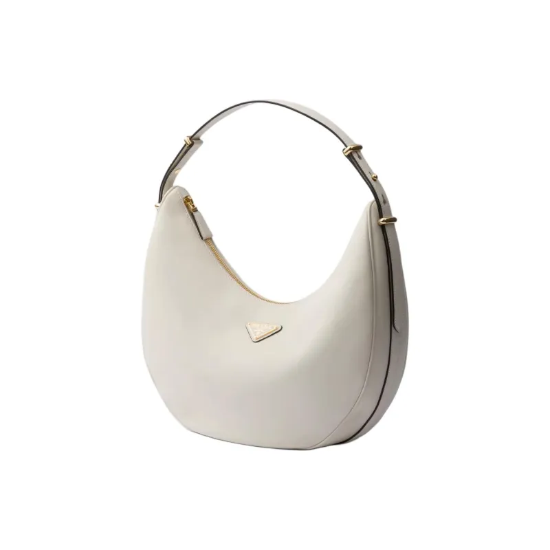 PRADA Leather Shoulder Bag Women's White-1