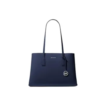 MICHAEL KORS Saffiano Leather Tote Bag, Shopping Bag, Shoulder Bag Medium Size Women's Marine Blue