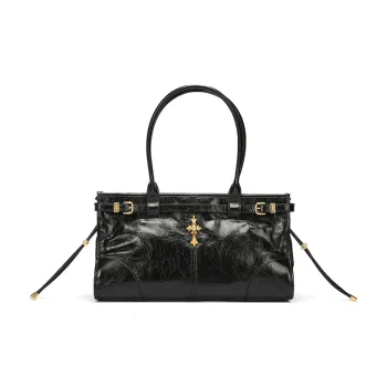 Ed Hardy Ed Hardy Classic Series Cow Leather Handbag Tote Square Box Bag Tubas Women's Black/Elephant Gray