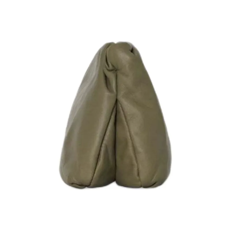 THE ROW Goatskin One Shoulder Clutch Women's Light Gray Green-3