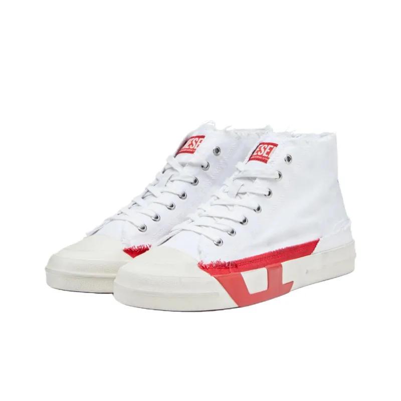 DIESEL S D Verse High Top Canvas Shoes Men's White-4