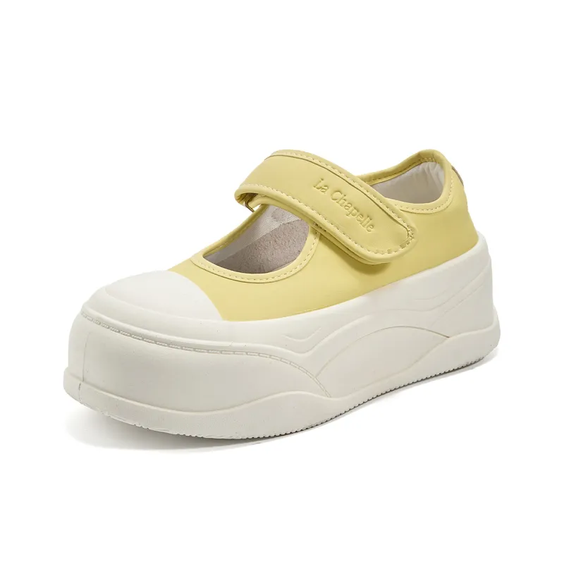La Chapelle Anti Slip Wear Resistant Low Top Skateboard Shoes Women's Yellow-0