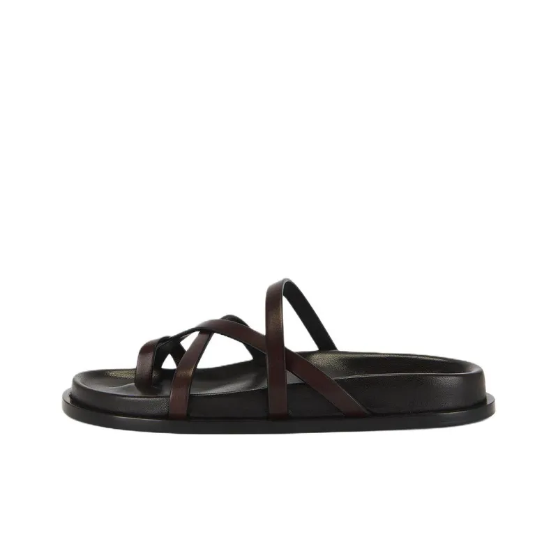 SAINT LAURENT Quiet Flip Flops Women's Brown-0
