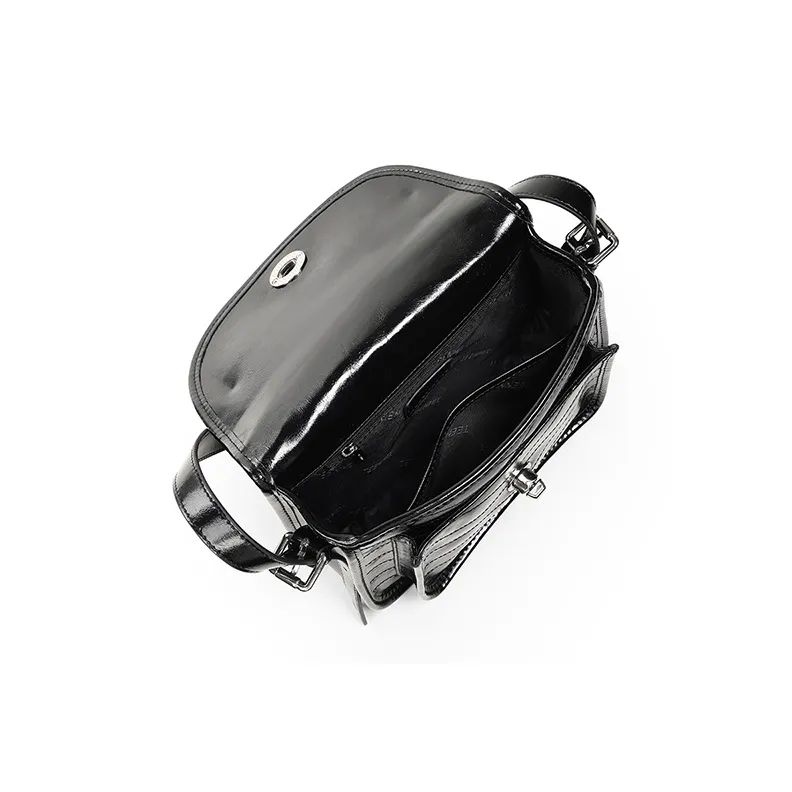 Teenmix Cow Leather With Synthetic Leather Shoulder Bag, Messenger Bag, Crossbody Bag Regular Women's Black-5