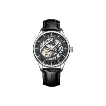 GUANQIN Automatic Mechanical Movement Genuine Leather Strap Watch Men's Watches Black Dial