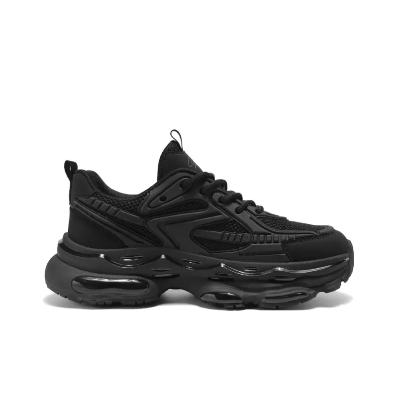 K 61 Cushioning Abrasion Resistant Breathable Low Top Chunky Sneakers Men's Black-1