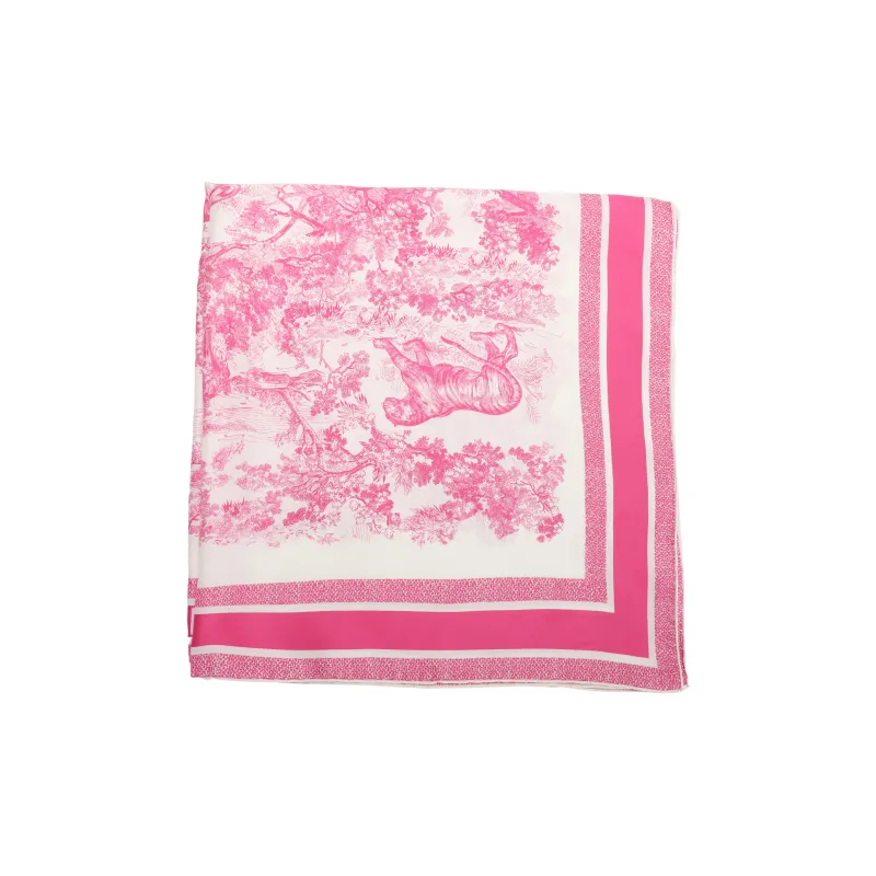 DIOR Mulberry Silk Scarves Women's Neon Pink-1
