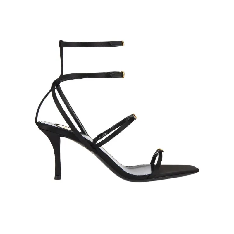 SAINT LAURENT Lydia One Strap Sandals 7.5cm Women's Black-1