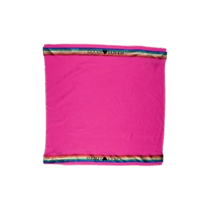 GUCCI Cotton Knit Scarves Unisex Pink-0