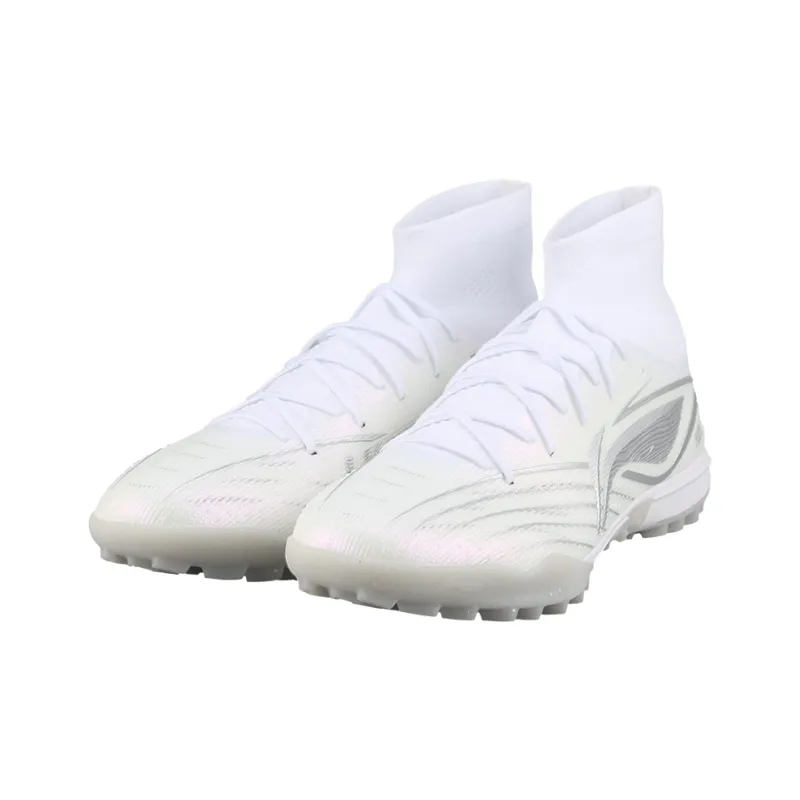 LINING Soccer Shoes Men High Top White Silver-2