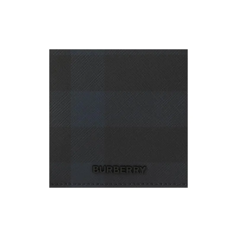 Burberry Leather Patchwork Wallet Men's Marine Blue-4