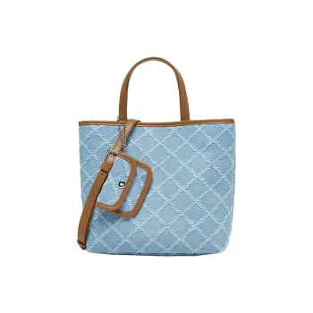 BASTO Synthetic Leather, Textile Crossbody Bag Women's Light Blue/Brown, Dark Blue/Brown