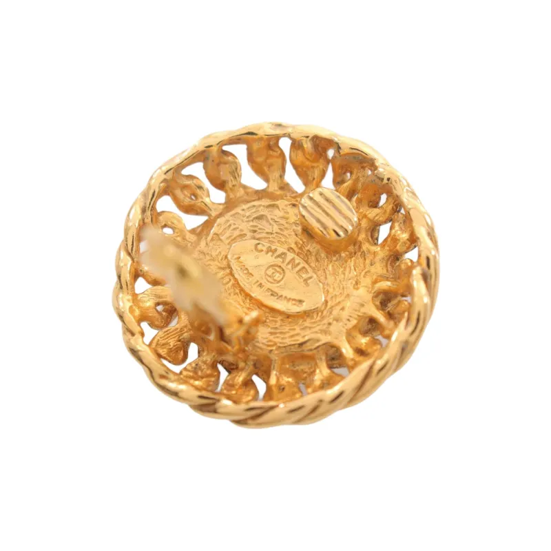 CHANEL Gold Plated Clip On Earrings Unisex Gold-2