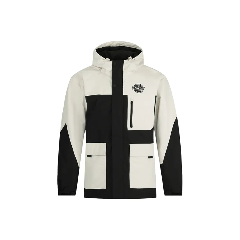 361° Basketball Collection Trench Coat Men's Super Black/Light Beige Gray-0