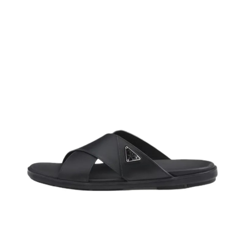 PRADA Slip Resistant Slide Slippers Men's Black-0