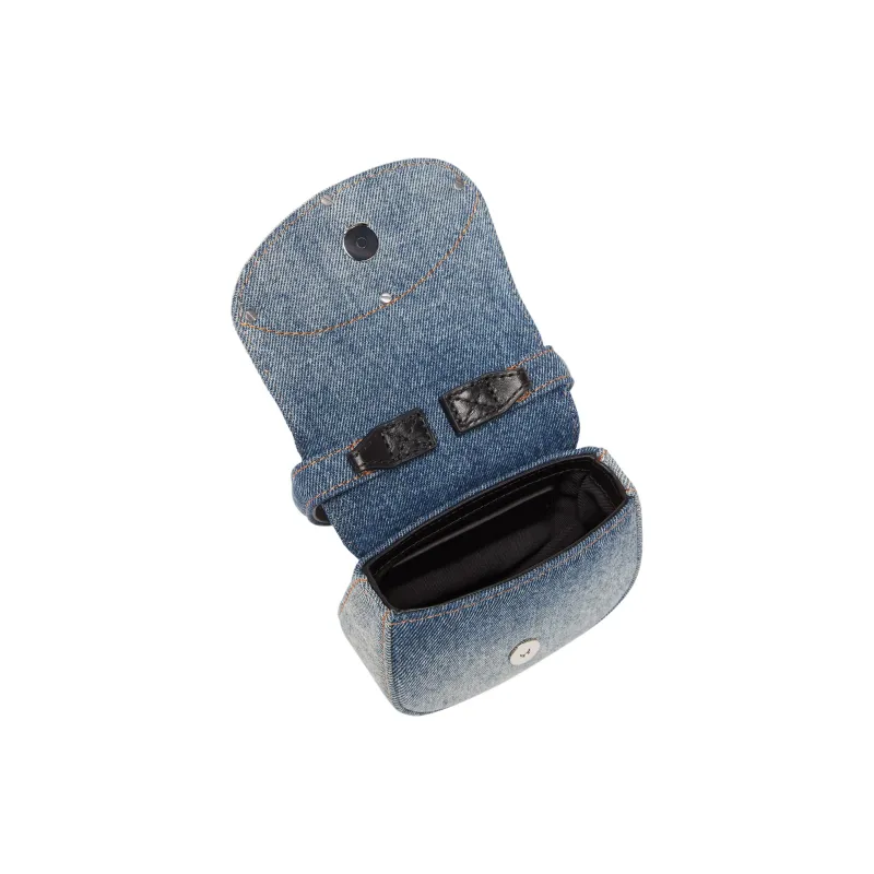 DIESEL Cotton Shoulder Bag, Crossbody Bag, Handbag Mini Women's Denim Blue-4