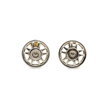 CHANEL 1997 Cc Button Clip On Earrings Costume Earrings