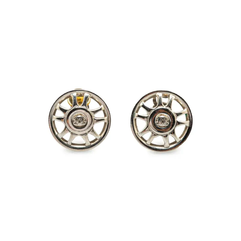CHANEL 1997 Cc Button Clip On Earrings Costume Earrings-0