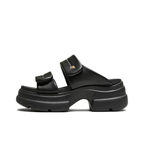 TATA Rubber granite Outsole Leather Patchwork Slide Slippers Women's